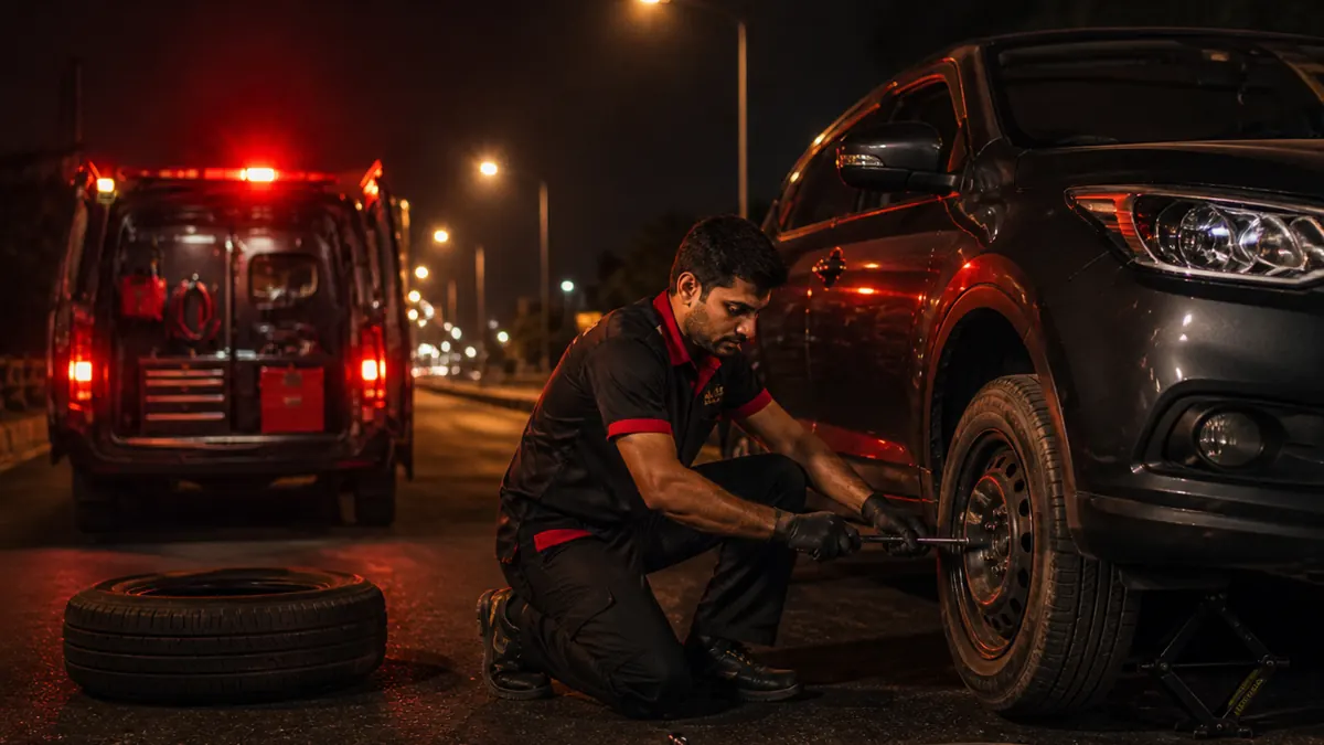 Flat tyre, puncture repair and roadside tyre assistance in Kota